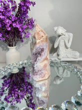 Load image into Gallery viewer, druzy pink amethyst tower with amethyst 2927
