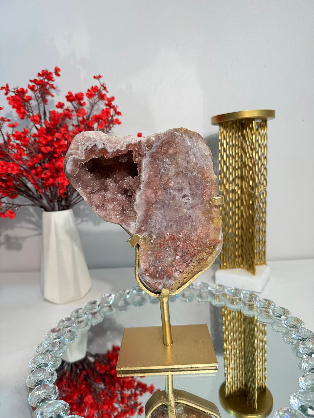 Red druzy pink amethyst slab  2930 pink amethyst geode red geode