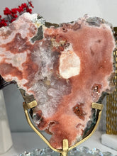 Load image into Gallery viewer, Coral orange and red druzy pink amethyst slab with jasper 2928
