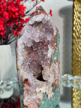 Load image into Gallery viewer, Druzy pink amethyst tower with amethyst and jasper 2948
