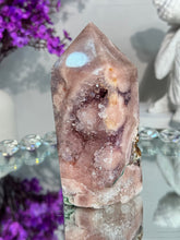 Load image into Gallery viewer, Druzy pink amethyst tower with amethyst 2949
