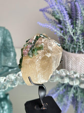 Load image into Gallery viewer, High quality Green tourmaline in quartz with lepidolite 2964
