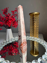 Load image into Gallery viewer, pink amethyst obelisk with agate  2950
