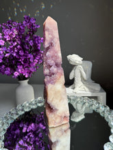 Load image into Gallery viewer, High quality Druzy pink amethyst with amethyst obelisk 2947
