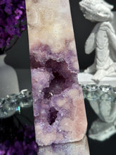 Load image into Gallery viewer, Extra large one foot tall Druzy pink amethyst obelisk with amethyst  2945
