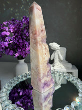 Load image into Gallery viewer, Extra large one foot tall Druzy pink amethyst obelisk with amethyst  2945
