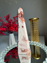 Load image into Gallery viewer, Extra large Druzy pink amethyst obelisk with agate 2947
