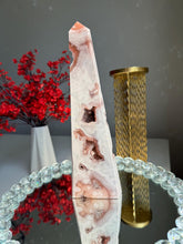 Load image into Gallery viewer, Extra large Druzy pink amethyst obelisk with agate 2947
