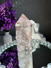 Load image into Gallery viewer, Druzy pink amethyst tower with quartz 2947 amethyst tower
