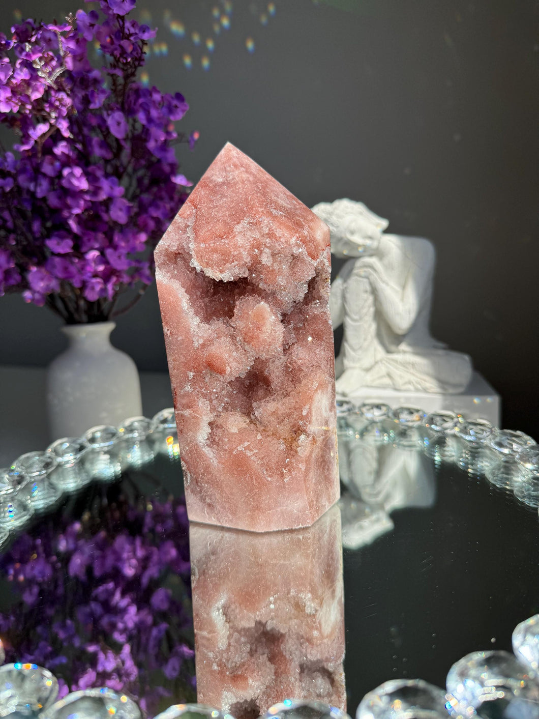 DOUBLE SIDED Druzy pink amethyst tower  2946 amethyst tower