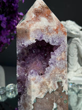 Load image into Gallery viewer, Druzy pink amethyst tower with amethyst 2945 amethyst tower
