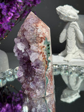 Load image into Gallery viewer, Druzy pink amethyst tower with amethyst and jasper 2947 amethyst tower
