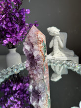 Load image into Gallery viewer, Druzy pink amethyst tower with amethyst and jasper 2947 amethyst tower
