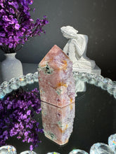 Load image into Gallery viewer, Druzy pink amethyst tower with amethyst 2949 amethyst tower
