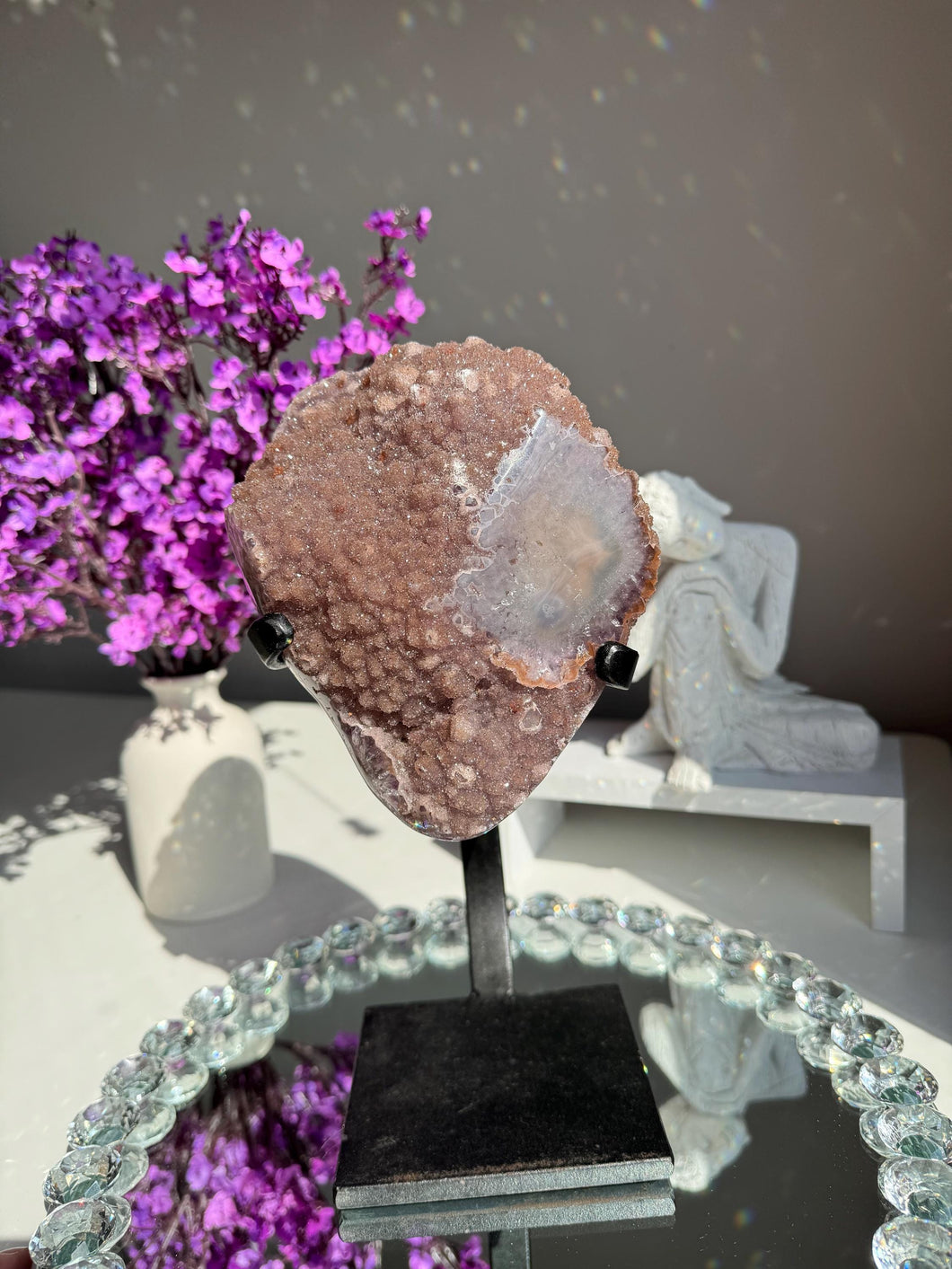 Muave pink Sugar rainbow Amethyst geode 2983 Healing crystals