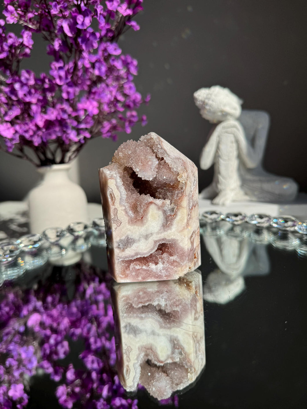 Druzy Pink amethyst tower 2996