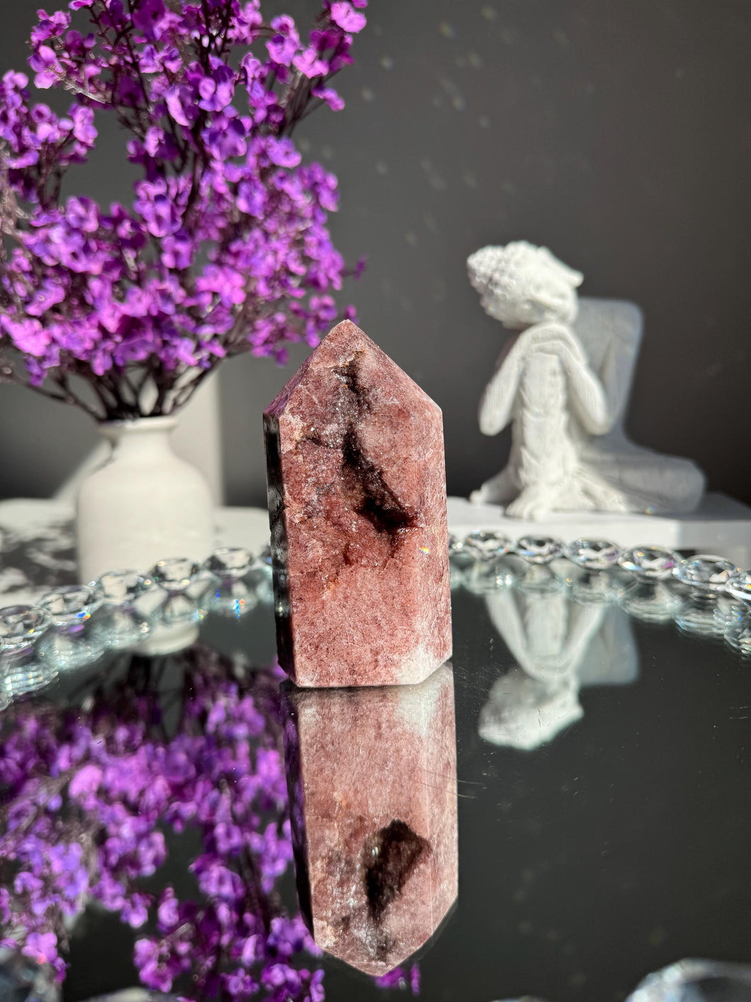 Druzy Pink amethyst tower 2997