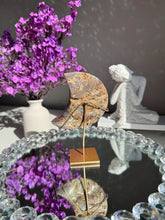 Load image into Gallery viewer, Moody Pink Amethyst Crystal Moon High Quality Druzy Pink Amethyst Moon on Stand Pink Amethyst Geode Home Decor Healing Crystal 3019
