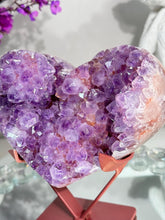 Load image into Gallery viewer, High quality Druzy Pink amethyst heart with amethyst healing crystals 2842
