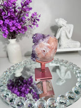 Load image into Gallery viewer, High quality Druzy Pink amethyst heart with amethyst healing crystals 2842
