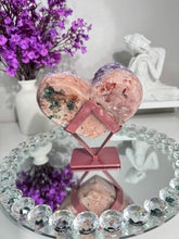 Load image into Gallery viewer, High quality Druzy Pink amethyst heart with amethyst healing crystals 2842
