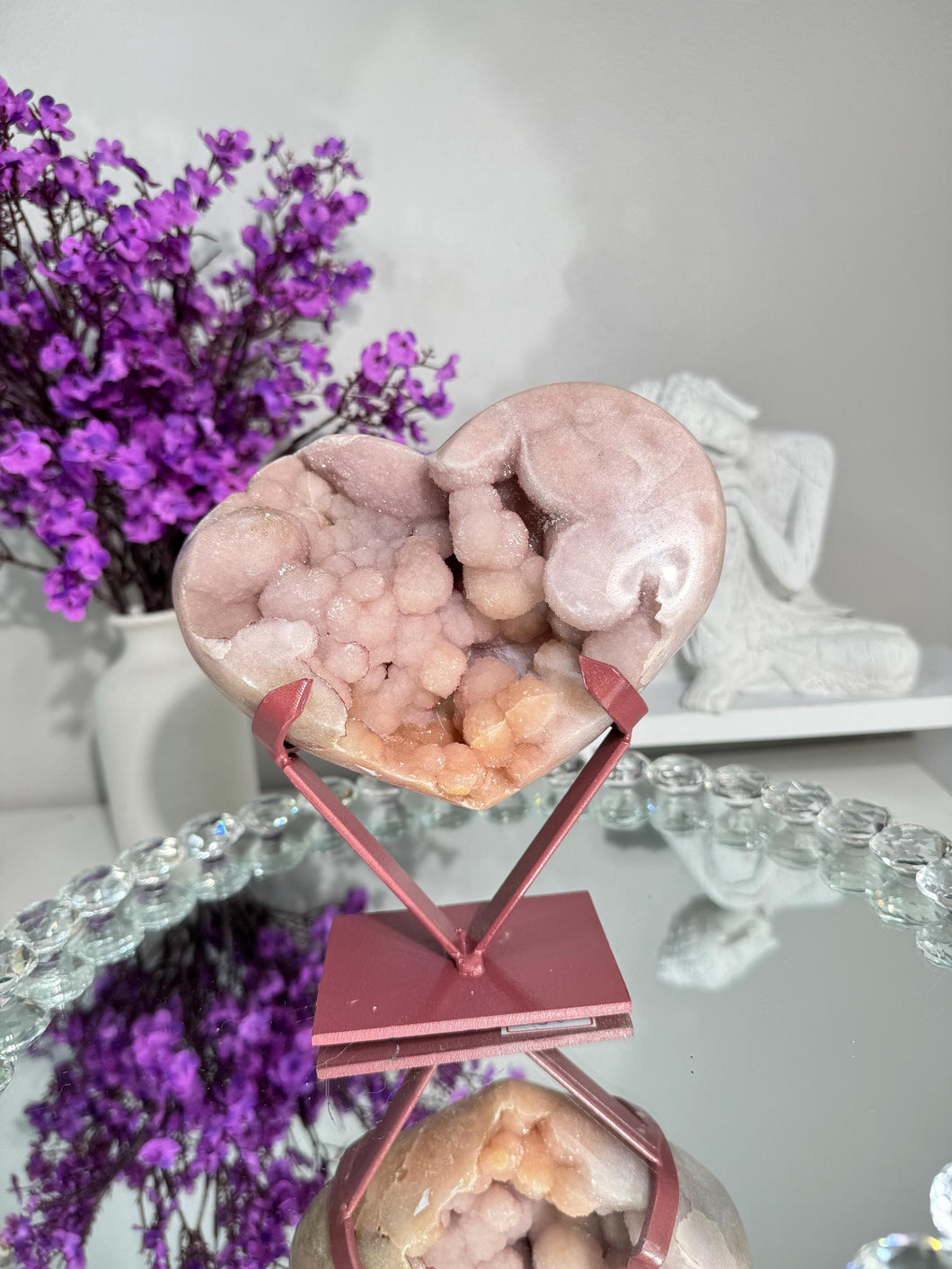 Bubbly Druzy Pink amethyst heart healing crystals 2844