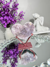 Load image into Gallery viewer, Druzy Pink amethyst heart with amethyst healing crystals 2845 B
