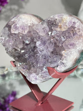 Load image into Gallery viewer, Druzy Pink amethyst heart with amethyst healing crystals 2845 B
