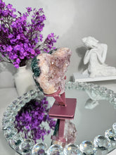 Load image into Gallery viewer, Druzy Pink amethyst heart with amethyst and jasper healing crystals 2844
