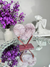 Load image into Gallery viewer, Druzy Pink amethyst heart with amethyst healing crystals 2847
