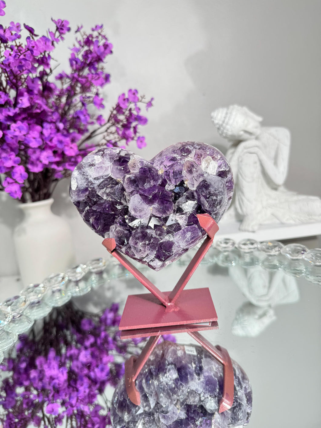 High quality saturated Druzy amethyst and Pink amethyst heart healing crystals 2845