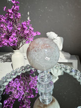 Load image into Gallery viewer, Tan and pink Sugar sphere 2534 amethyst geode pink rainbow amethyst pink sugar druzy sugar amethyst sphere
