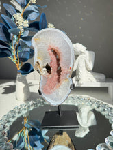 Load image into Gallery viewer, Pink Druzy rainbow amethyst geode with agate banding 2201
