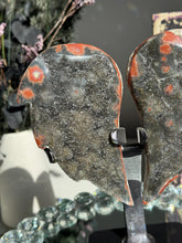 Load image into Gallery viewer, Black amethyst wings with orange jasper angel wing crystal wings 2046
