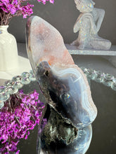 Load image into Gallery viewer, Druzy Amethyst flame with agate banding 2695
