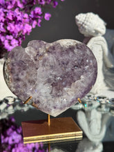 Load image into Gallery viewer, Druzy Pink amethyst heart with amethyst 3027
