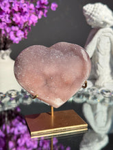 Load image into Gallery viewer, Druzy Pink amethyst heart 3025
