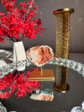 Load image into Gallery viewer, Red Druzy Pink amethyst with jasper heart 3024
