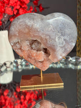 Load image into Gallery viewer, Druzy Pink amethyst heart with agate  3027
