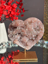 Load image into Gallery viewer, Druzy Pink amethyst heart 3027
