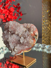 Load image into Gallery viewer, Druzy Pink amethyst heart with jasper 3028
