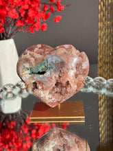 Load image into Gallery viewer, Red Druzy Pink amethyst heart with jasper 3025
