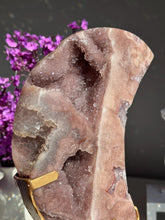 Load image into Gallery viewer, Large Druzy Pink amethyst moon   With amethyst 3032
