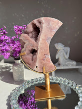 Load image into Gallery viewer, Large Druzy Pink amethyst moon   With amethyst 3032
