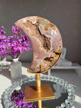 Load image into Gallery viewer, Large Druzy Pink amethyst moon   With amethyst 3032
