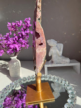 Load image into Gallery viewer, XL Druzy Pink amethyst moon with amethyst  3030
