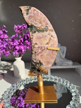 Load image into Gallery viewer, XL Druzy Pink amethyst moon with amethyst  3030
