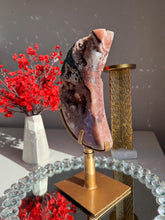 Load image into Gallery viewer, Large Druzy Pink amethyst moon with jasper  3030
