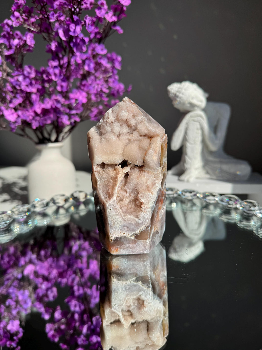 Druzy Pink amethyst tower 2994