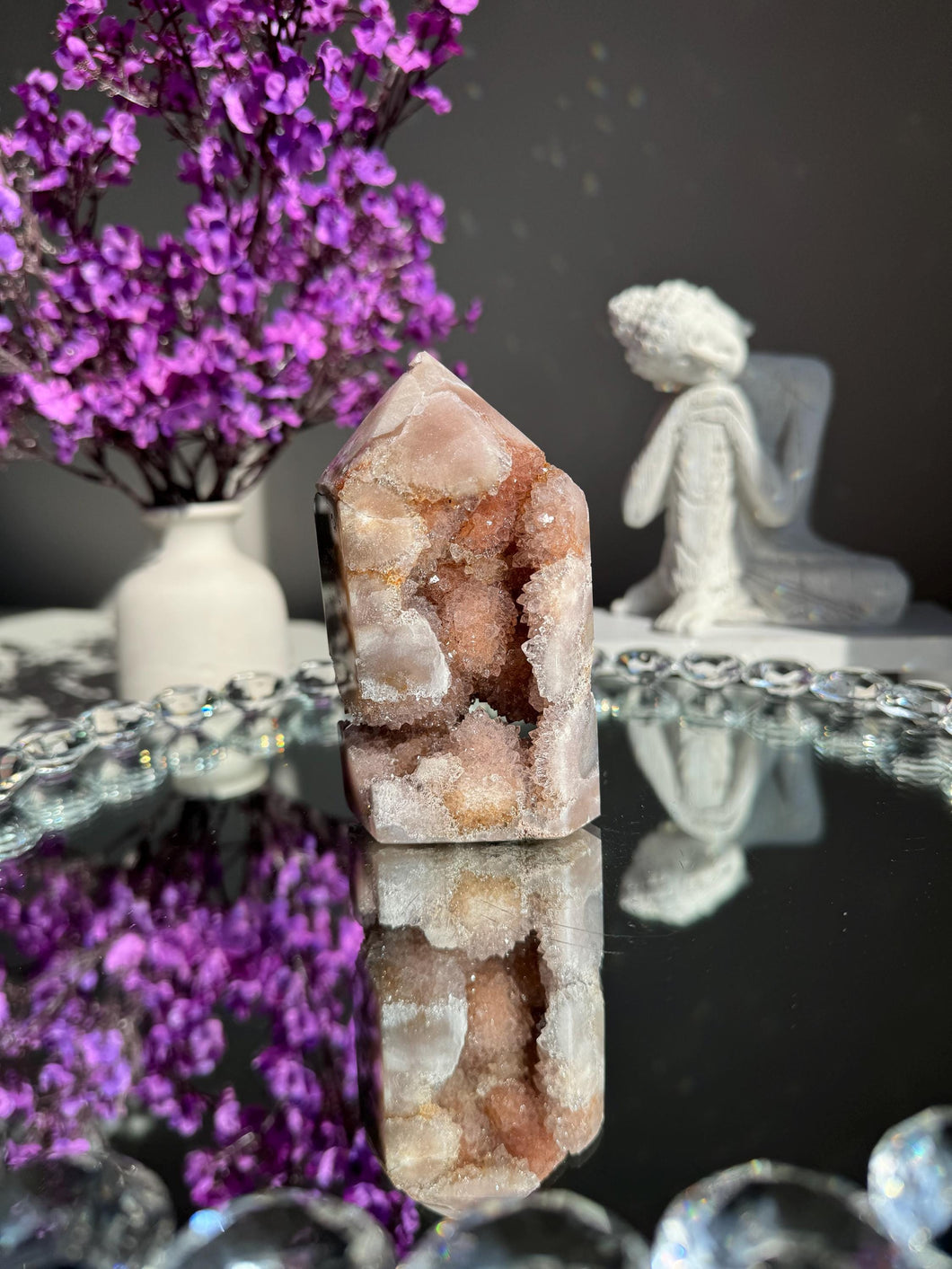 Druzy Pink amethyst tower 2996